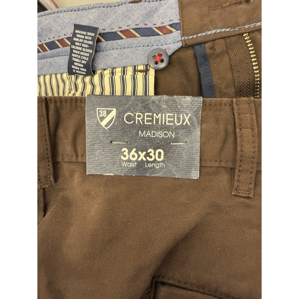 Cremieux Pants Mens 36/30 Madison Comfort Stretch Chino Flex Brown New #46 - Picture 6 of 9